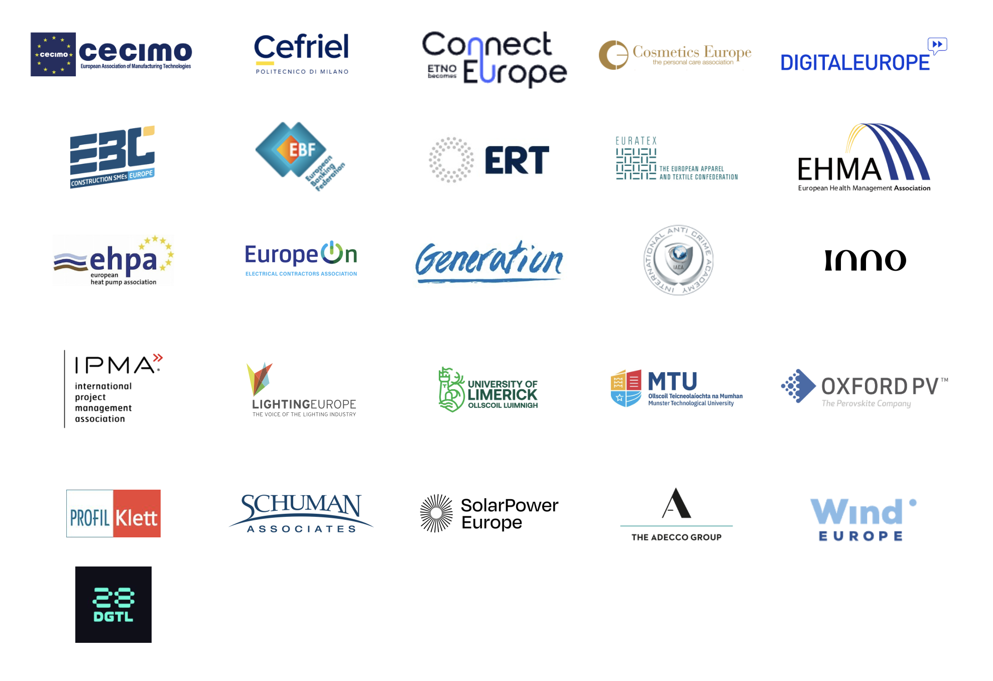 Logos of the Schuman Associates Skills Coalition Members